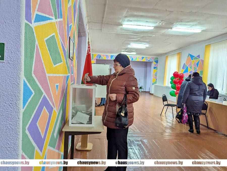 Во второй день досрочного голосования на Пролетарском участке №1 в Чаусах довольно многолюдно