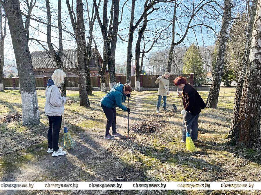 Представители трудовых коллективов Чаусского района трудятся на районном субботнике