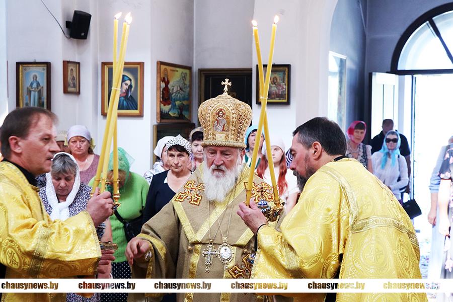 В церкви Вознесения Господня в Чаусах прошла Божественная Литургия с участием архиепископа Могилевского и Мстиславского Софрония